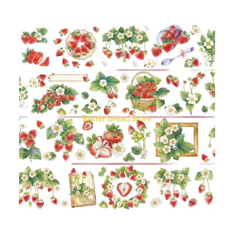 W89C Green Plant Tape PET Flower Tape Crafting Tape Decorative Tape for Journal