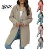 Single-breasted Sweater Cardigan Women Autumn Winter Hooded Long Sleeve Coat Loose Fit Solid Color Single Breasted Mid-length Outwear