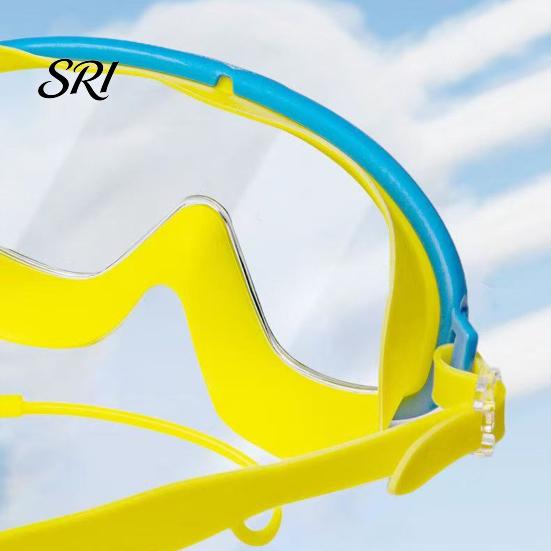 Silicone Frame Goggles Children Swim with Earplugs Waterproof No Leakage Anti-Fog UV Pressure-free Protection Boys Girls Wide View Diving Snorkeling