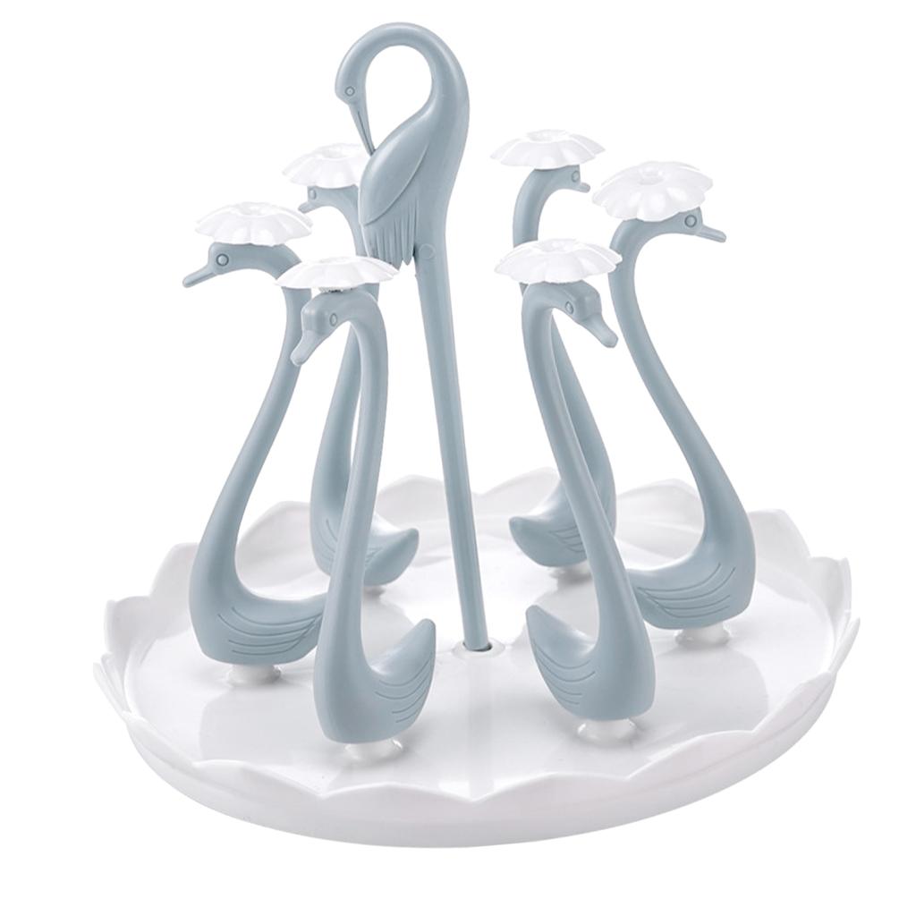 Swan Cup Holder with Rotating Drip Tray Plastic Rotatable Drinking Cup Drainer Stand Rack for Home