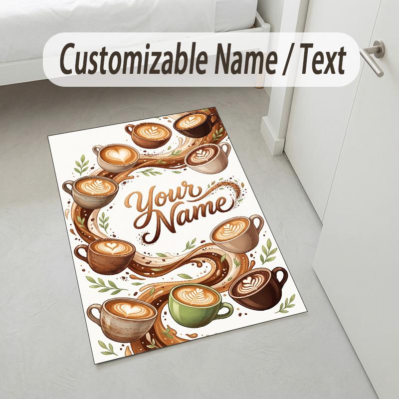 Decorative Artwork Theme Crystal Velvet Rug Personalized Custom Name Text Soft Floor Mat Home Decor