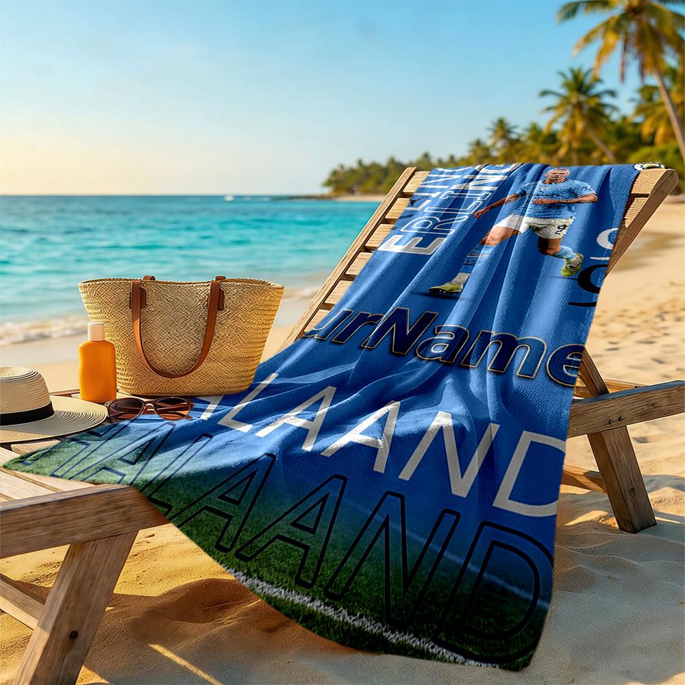 Haaland Personalized Name Beach Towel Super Soft Microfiber Quickdry Fabric Suitable for Sports Travel Swimming Yoga Bathroom Beach And Pool