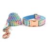 Good Quality Dog Harness Pet Collar and Leash Set Bow Tie Cute Design Colorful Heart Printing with Metal Buckles