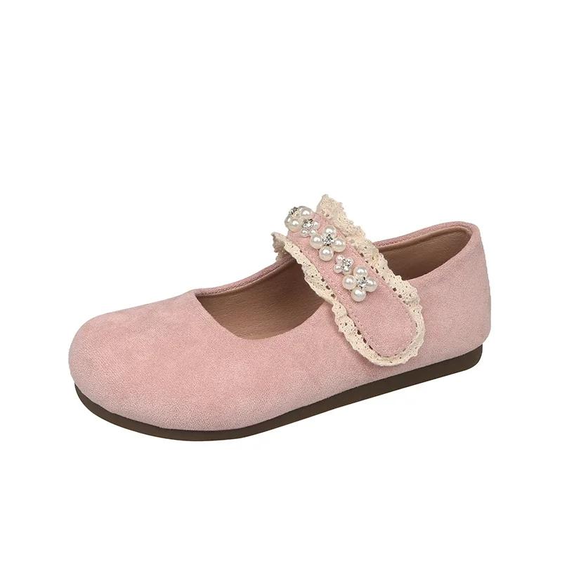 2025 Ladies Shoes Women's Flats Sweet Daily Flats Women Round Toe String Bead Lace Soft Bottom Shoes Women Zapatos