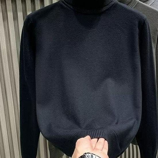 Men's Trendy High Neck Solid Color Winter Sweater - Casual Japanese Style Pullover Knitwear