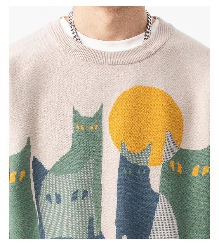 2025 Trendy Men's Jacquard Knit Sweater - Autumn/Winter Round Neck, Casual & Versatile for Couples.