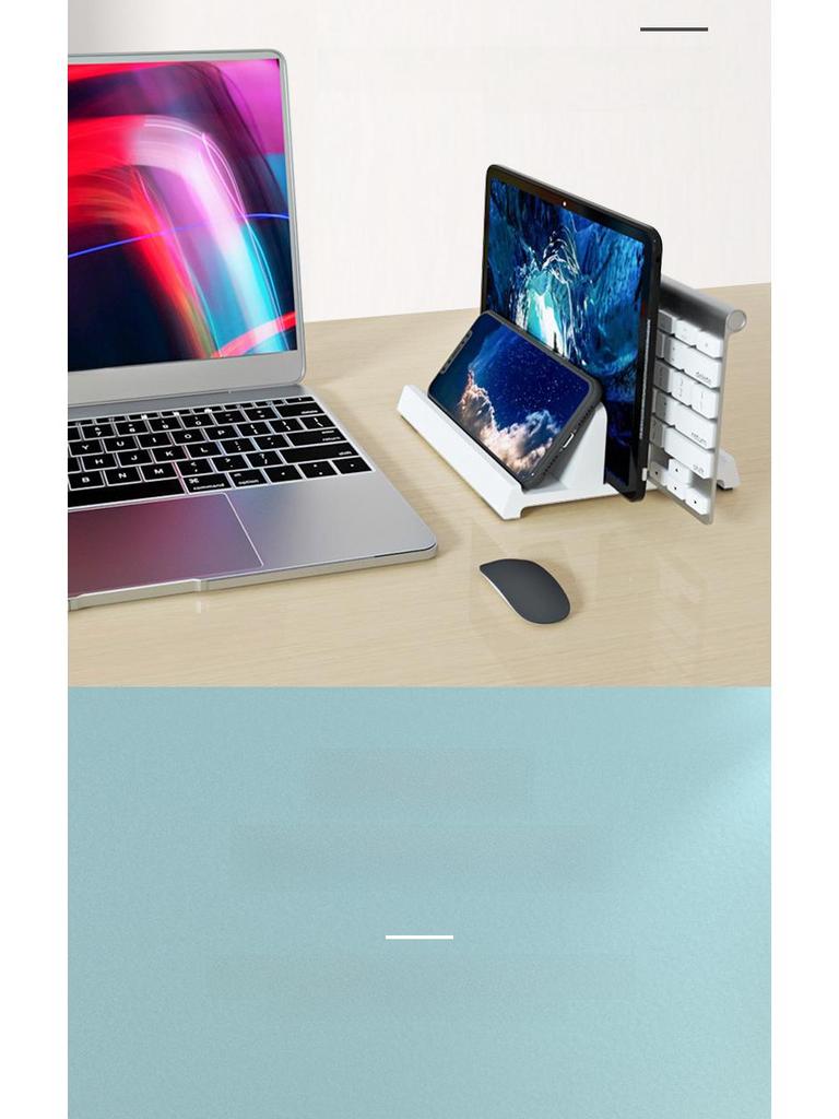 3-in-1 Aluminum Vertical Stand for Laptop, Tablet, and Phone Storage