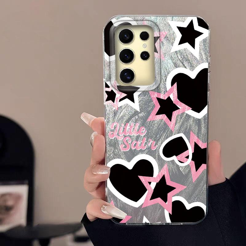 Case For Samsung Galaxy A56 S24 S25 Plus Ultra A15 A25 A55 A35 A16 A26 A36 5G Phone Cover Graffiti New Pink Love Patterns Bumper