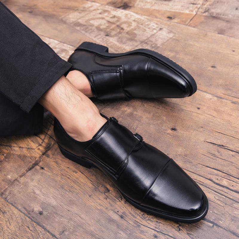 Men Monks Dress Loafers Shoes Wedding Driving Casual Brown Formal Business Leather Shoes Plus Size