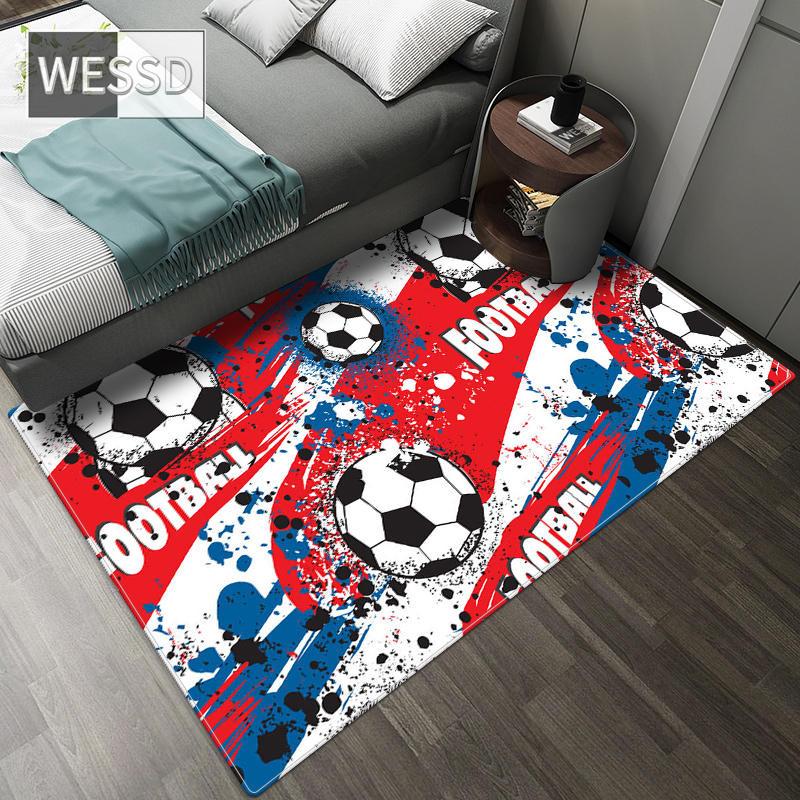 Football Carpet Cartoon Bedroom Carpet For Soft Flannel Teenager Carpet Big Mat