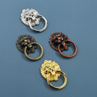 New 2PCS Antique Furniture Handles Beast for Lion Head Antique Alloy Handle Wardrobe Drawer Door Pull Retro Decoration