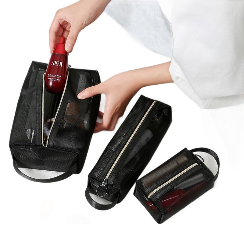 Mesh Cosmetic Storage Bag - Portable Handbag for Makeup, Lipstick, and Brushes (In Stock, INS Style)