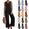 Women Sleeveless Tank Top and Wide Leg Pants Two Piece Set Casual Lounge Wear Travel Vacation Outfit Soft Fabric Relaxed Fit