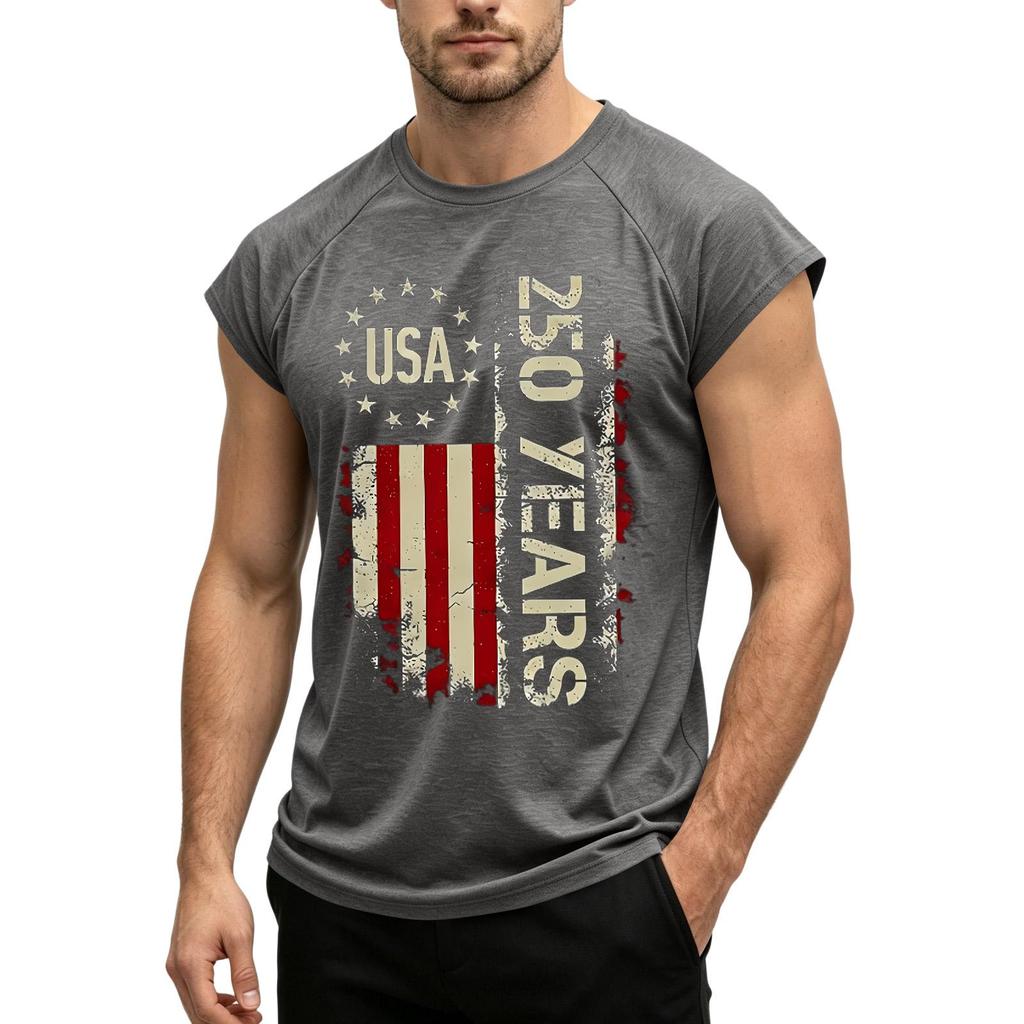 Men's Sleeveless Muscle Tank Top USA Flag Graphic Print Casual Athletic Fit Summer Shirt Lightweight Breathable Fabric