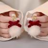 Cute Pompom Ball Bow Snowflake Elk Earrings Christmas Sweet Fashion Jewelry for Women and Girls New Year Gifts