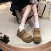 Muffin Thick-soled Heightened Women's New Autumn and Winter One-pedal Velvet Boken Two Cotton Shoes