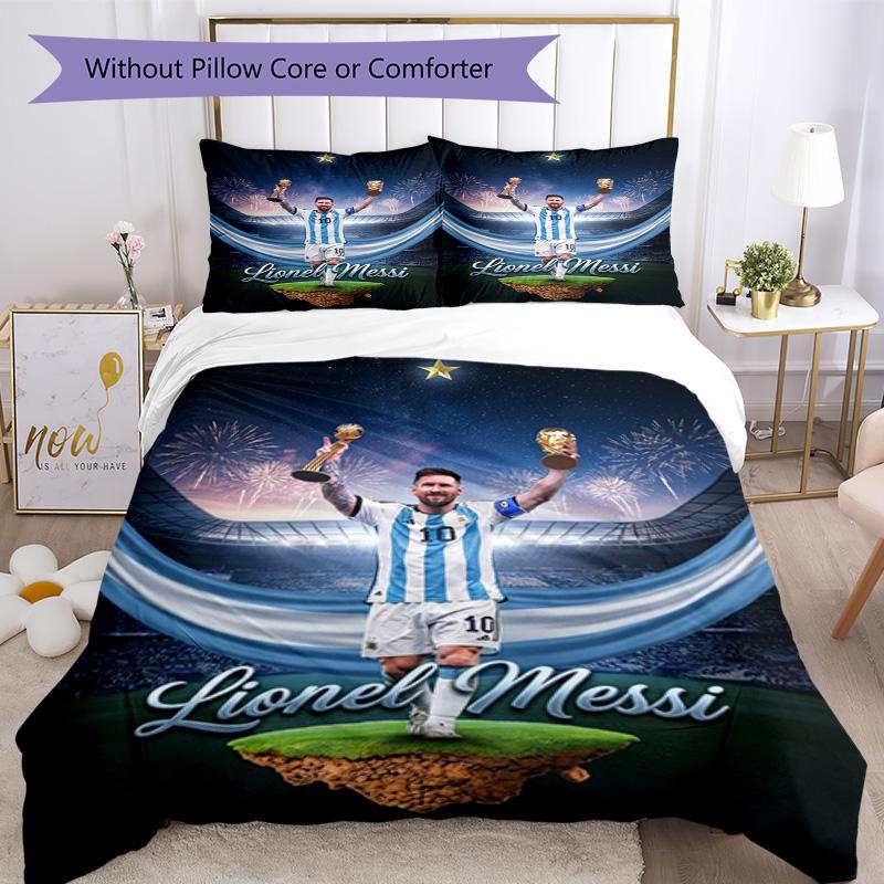 Messi Lionel Messi World Cup Champion Personalized Name Bedding Set,Premium Bed Linen for Bedroom Home Decoration,Perfect Collectible Gift for Messi F