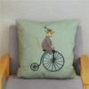 Cartoon Cycling Cat Print Cushion Cover Super Soft Pillowcase 45x45  Home Decor