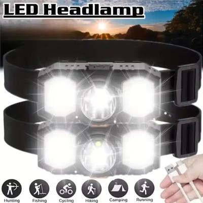 Superhelle wiederaufladbare LED-Stirnlampe USB-Aufladung, Wasserdichte COB-Stirnlampe mit 3 Beleuchtungsmodi für Camping, Wandern, Angeln, Outdoor-Einsatz