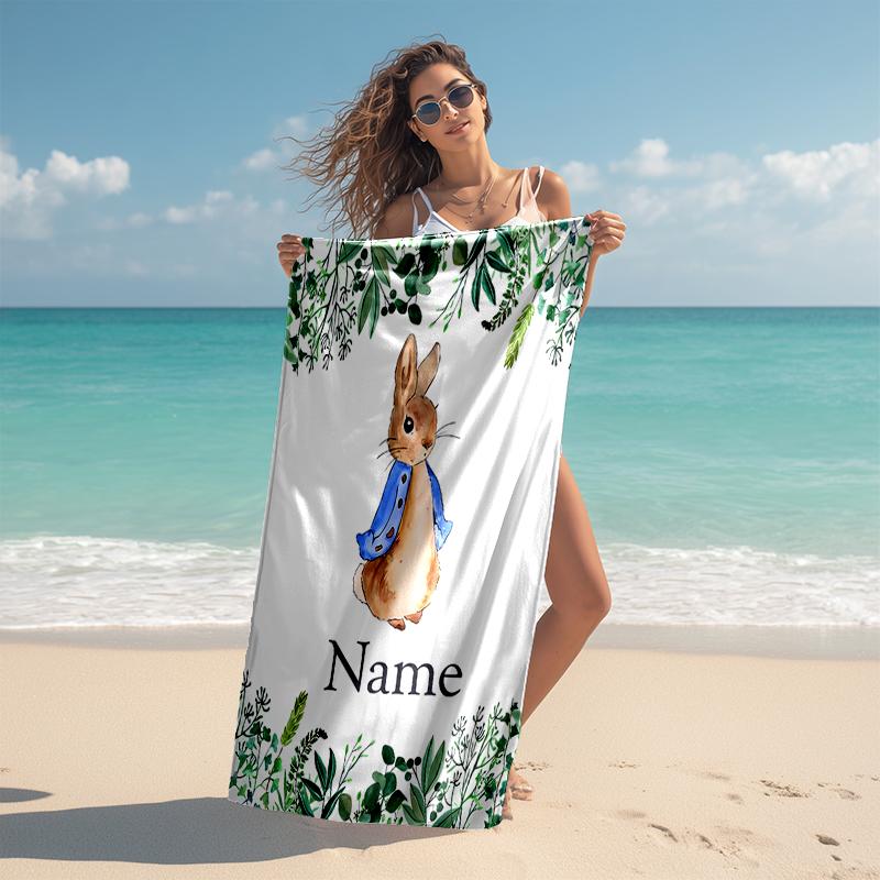 Personalized customized proof beach towel with Peter Rabbit pattern - soft, absorbent,quick-drying,perfect swimming,camping&bathing