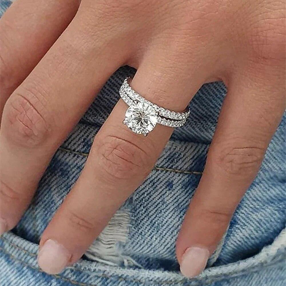 Huitan Sale Simple Elegant Round/Square CZ Rings for Women  Color Engagement Wedding Party Fashion Female Ring Jewelry