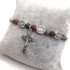 White Bracelet Crucifix Medal-Bracelet Catholic Jewelry Adjustable Crystal Beads