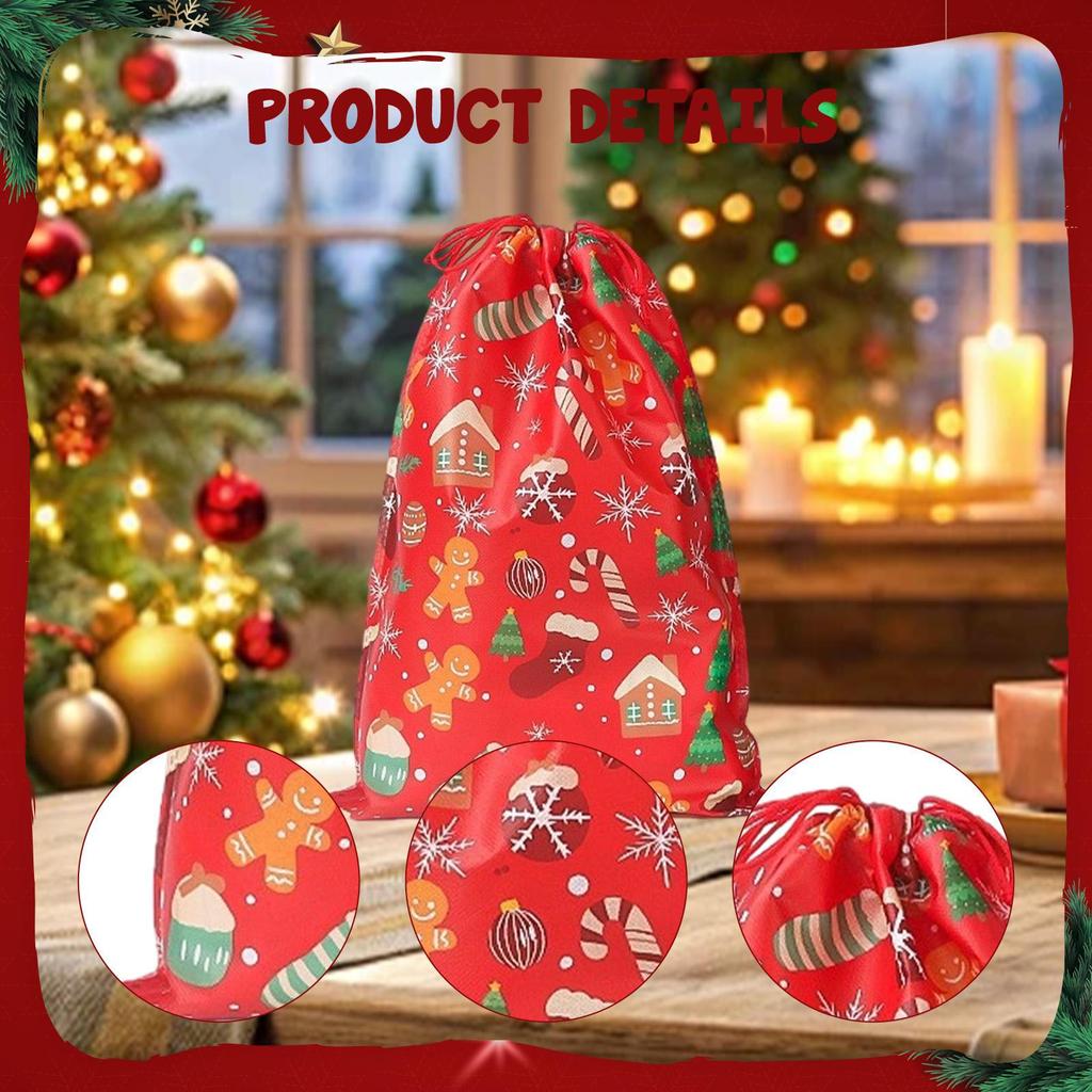 Christmas Drawstring Gift Bag Closure, Versatile Wrapping Pouch, Xmas Treats for