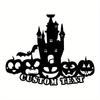 Custom Haunted House Metal Wall Art with Eerie Bats, Spooky Pumpkins & Creepy Houses - Ideal Halloween Decoration