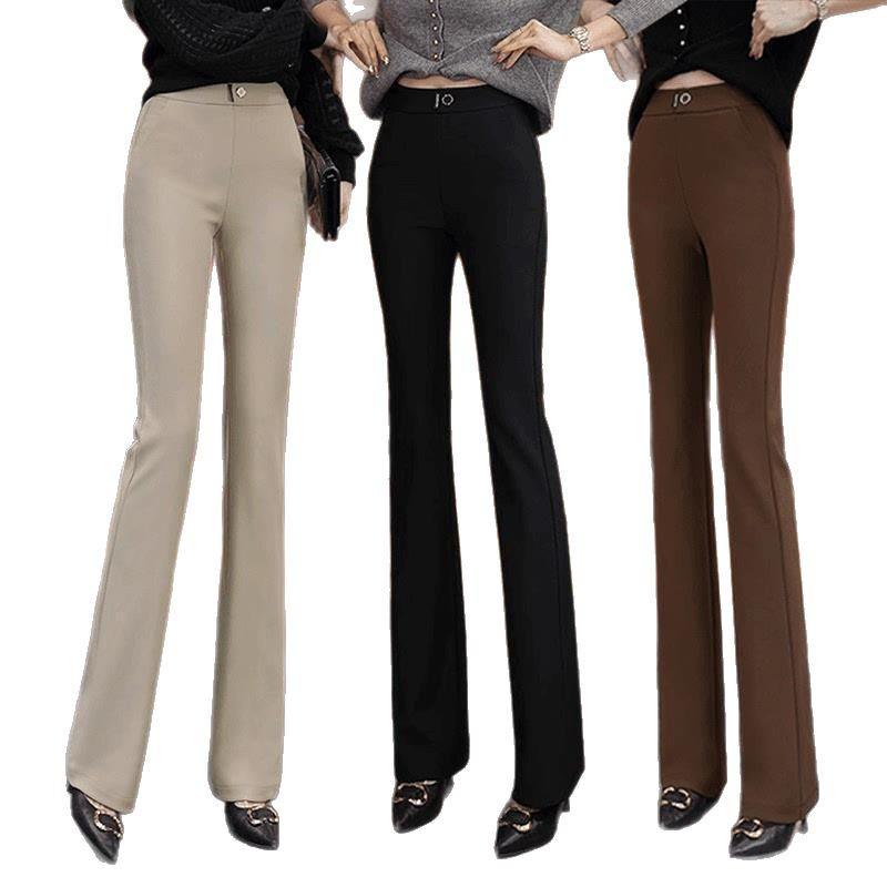 2026 Schwarze High-Waist Schlankmachende Micro-Flare Elastische Hose - Vielseitige Frühjahrs-/Sommer-Freizeithose für Damen