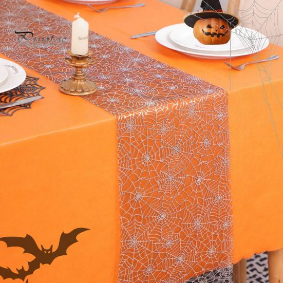 Decorative Table Runner for Events Metallic Foil Runner, Christmas Snowflake Glitter Spider Web Sheer Festive Setting Dinner Mesh Xmas Halloween
