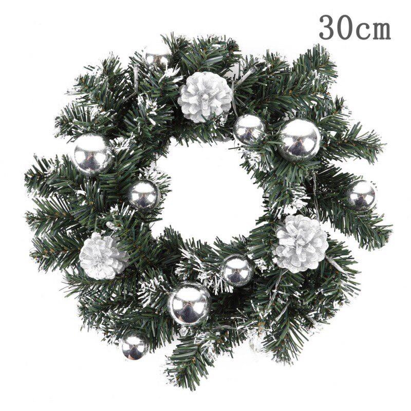 Christmas Wreath With Battery Powered LED Light String Front Door Hanging Garland Holiday Home Decorations