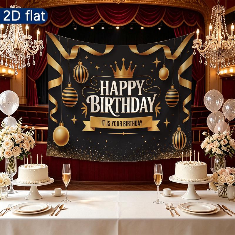 Gold Gold Birthday Background 1pc - Polyester Banner