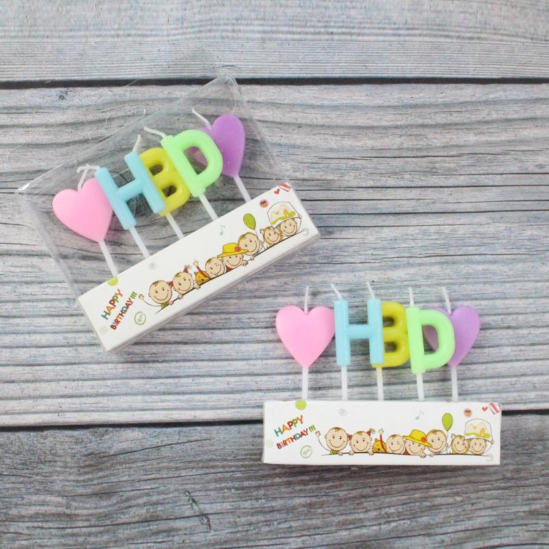 New Colorful HBD English Letter Candle Creative Party Party Baking Birthday Cake Love Candle