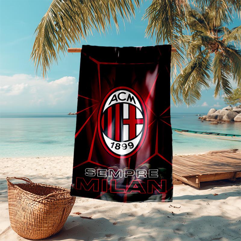 proof beach towel with Associazione Calcio Milan pattern - soft,absorbent,quick-drying,machine washable - perfect for swimming,camping,bathing