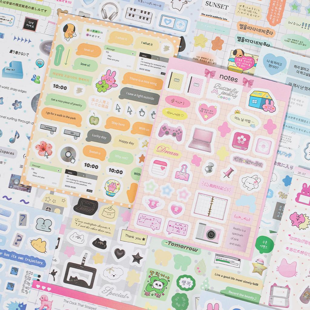 20sheets Kawaii Ins Word Pixel Small Pattern Die Cutting Stickers Book DIY Diary Phone Case Creative Scrapbook Aesthetic Sticker