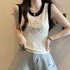 Women's Summer Ice Silk Camisole Vest - National Style Embroidered Knit Top
