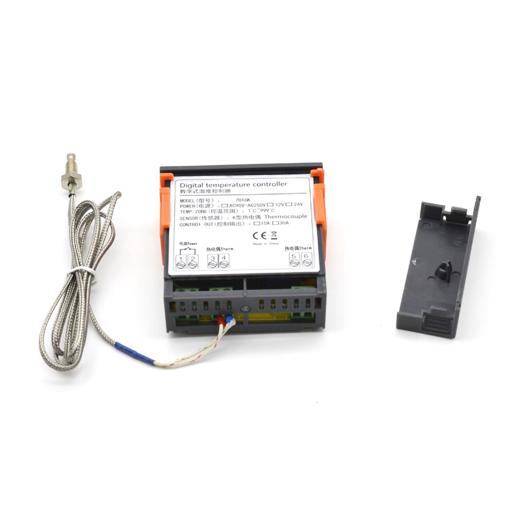 

7016K 10A 24V digital temperature controller thermostat K-type thermocouple 1M temperature control range: 1-999 ℃ relay output