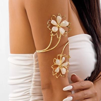 Fashion Enamel Glaze Flower Bracelet Adjustable Floral Open Arm Bangle Exotic Style Armlet Armband Gift