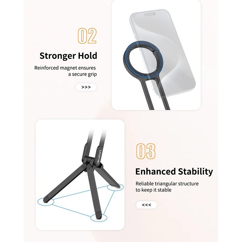 Alloy Phone Tripod Carabiner-Mounted For iPhone Portable Dual-sided Magnetic Tripod Desk Mount Phone Handle Holder Vlog Video