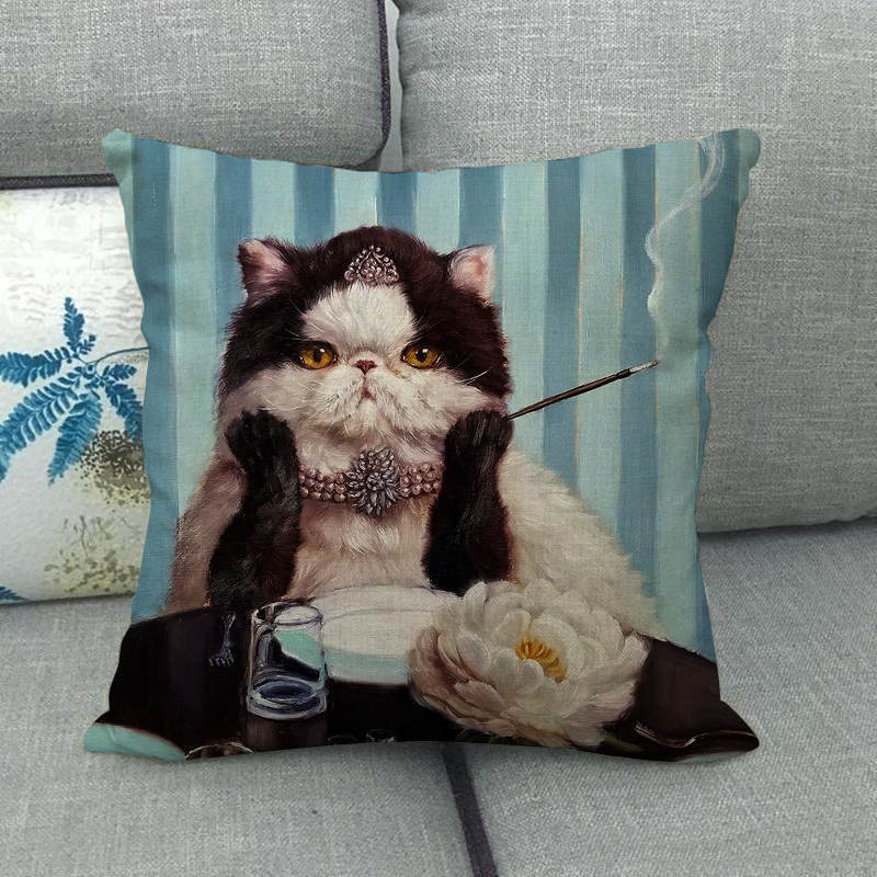 Oil Painting Of Animals - Pigs And Sheep Digital Printing Short Plush Pillow Covers For Car Sofa Office Cushion Cover Home Goods
