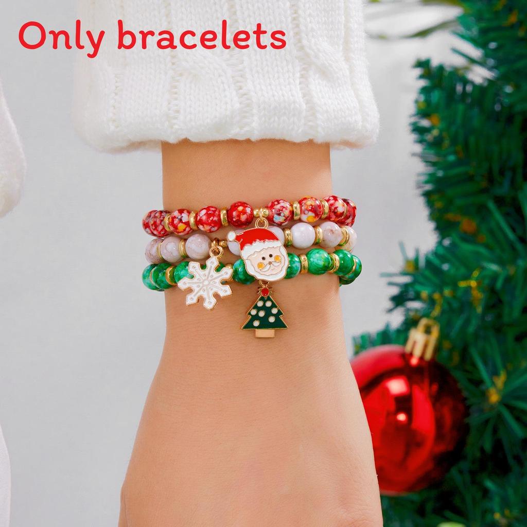 Weihnachts-Charm-Armband-Set mit Schneeflocke, Rentier, Weihnachtsmann zum Verschenken in der Weihnachtszeit