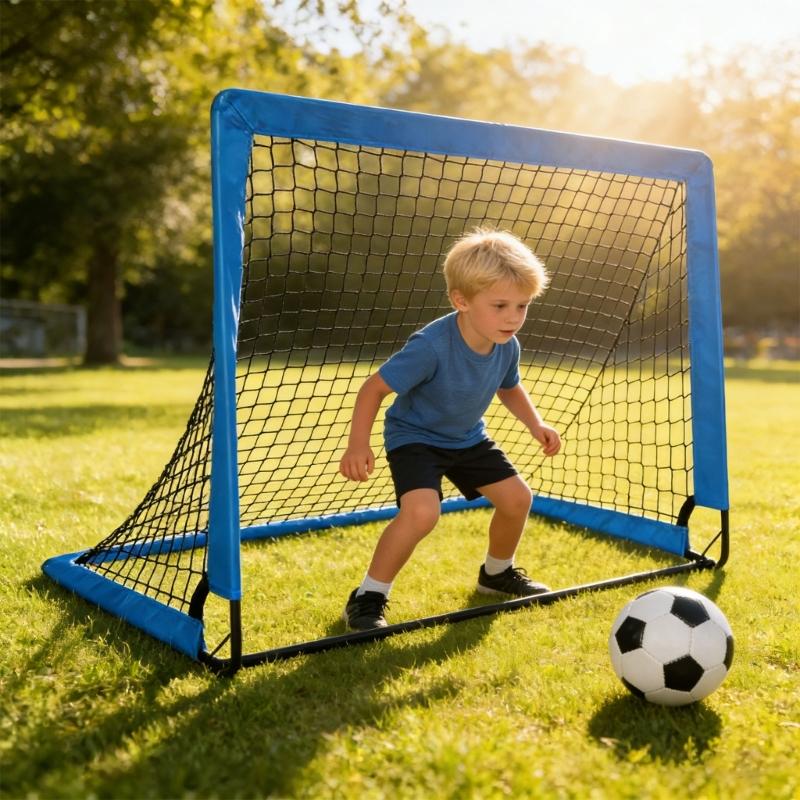 Collapsible Football Goal Set Includes 2 Foldable Markers 3 Size globes And Training Cones For Children Outdoor Sports