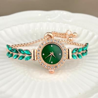 Vintage Elegante Barock Strass Quarz Damenuhr Funkelnder Kristall Klassisches Design Perfektes Accessoire für den täglichen Gebrauch