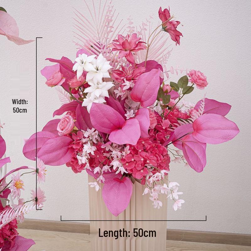 New Floral Ground Row Silk Flower Arrangement for Engagement & Wedding Decor - Large Size, Elegant Design