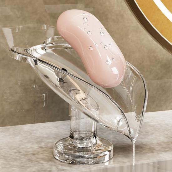 Soap Box Cartoon Bear Shape Anti-slip Soap Tray 45-degree Inclined Design Large Capacity Anti-Slip Suction Cup Soap Dish