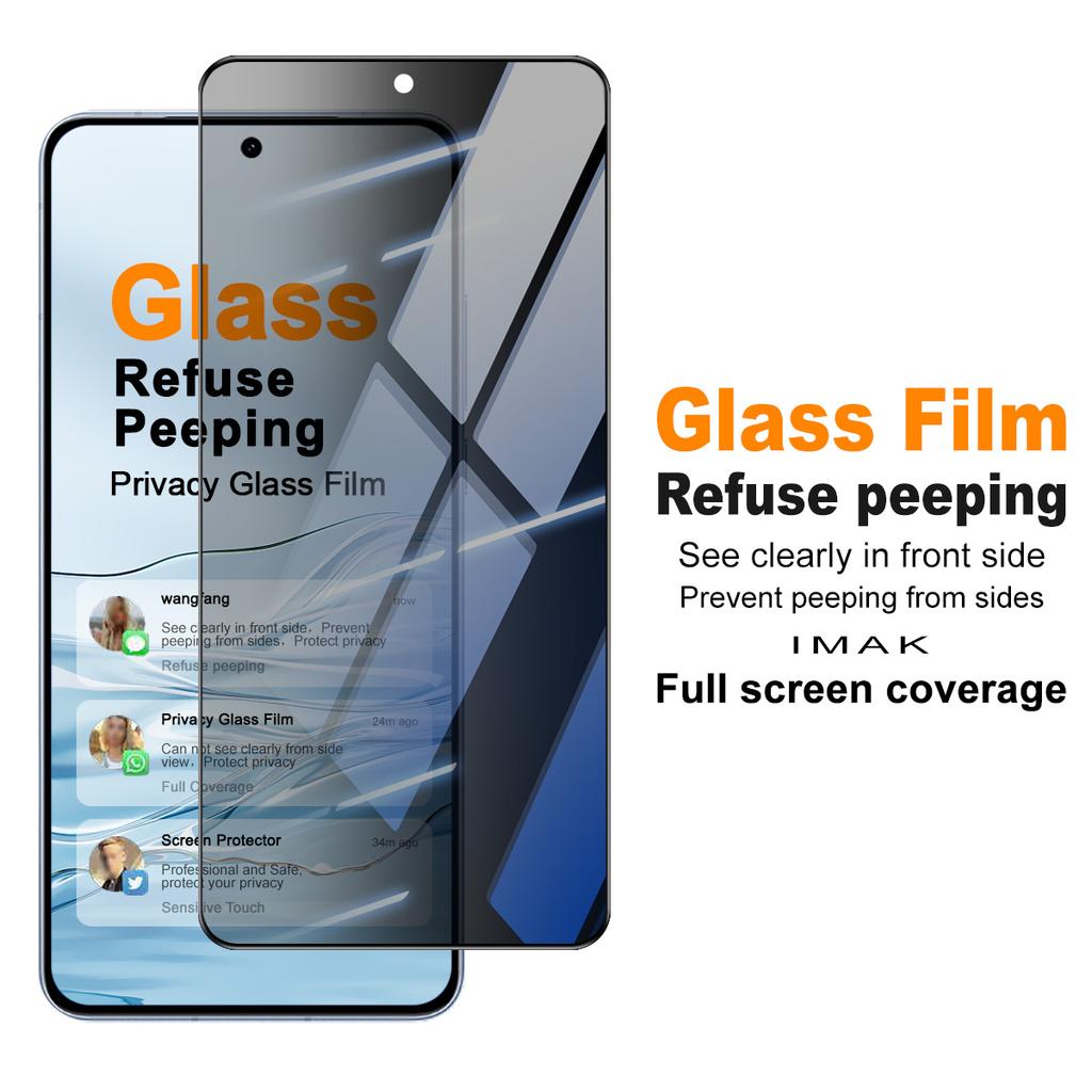 Privacy Tempered Glass for iQOO 15T 5G IMAK Full Coverage Screen Protector Film Support Fingerprint Unlocking