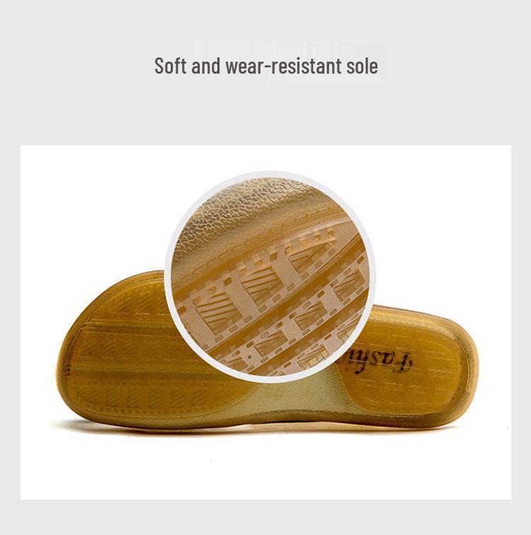 Plus Size Men's Breathable Leather Closed-Toe Sandals - Lightweight One-Strap Casual Beach Shoes