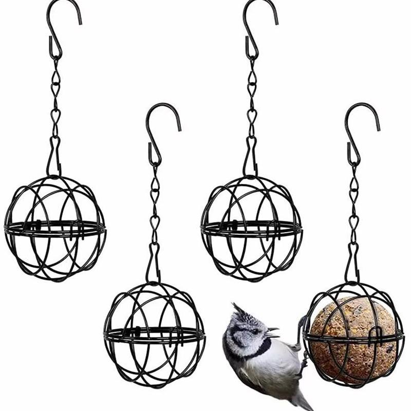 1Pcs Metal Suet Ball Bird Feeder Set With Hanging Chain Squirrel Proof Bird Feeders For Outdoor Garden Hummingbird Feeders