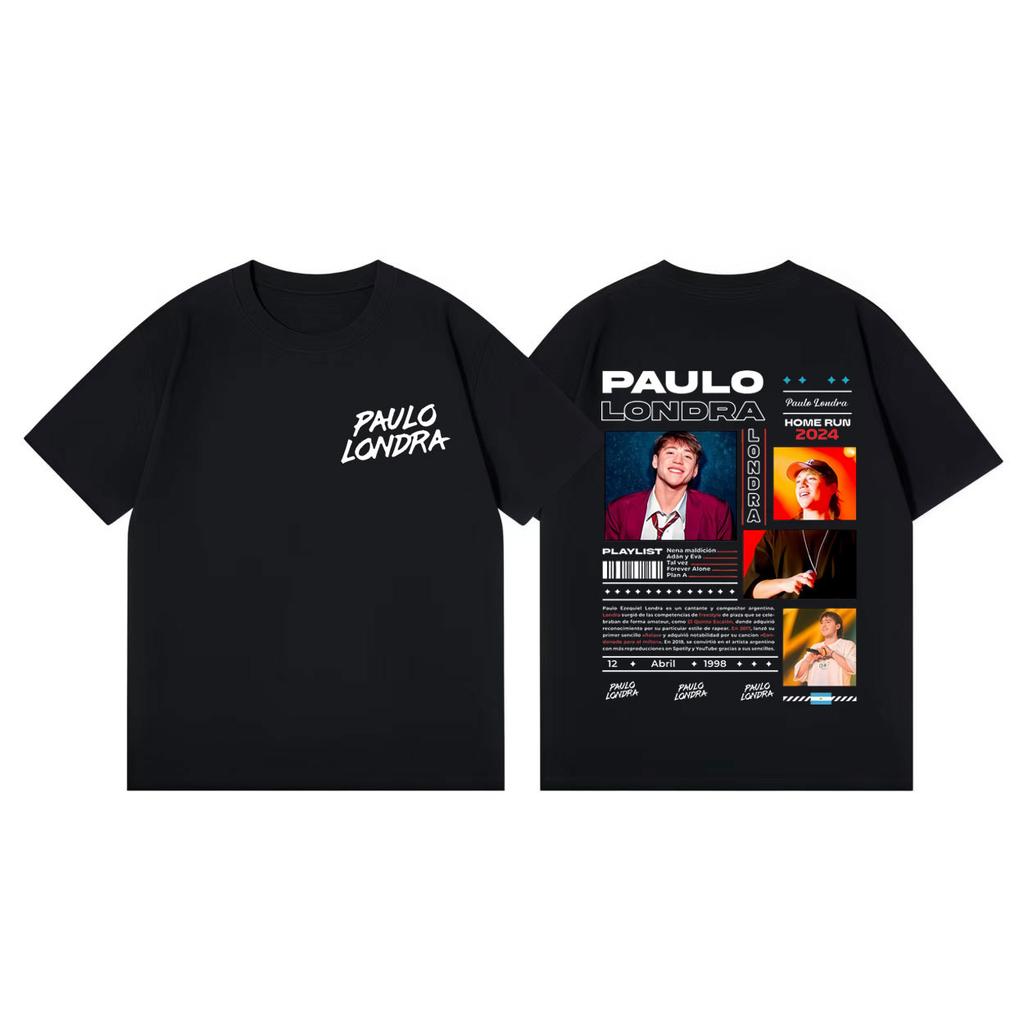 Rapper Paulo Londra Double Sided Print T Shirt High Quality Fashion Oversized Tshirt Men Women Clothing Casual Cotton Tshirts