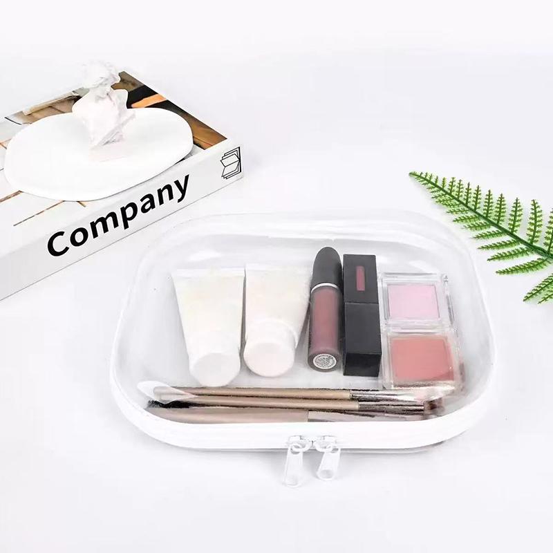 Waterproof Transparent Hard-shell Cosmetic Storage Bag Zippered Clear Pouch for Travel Outdoor Toiletries Organizer